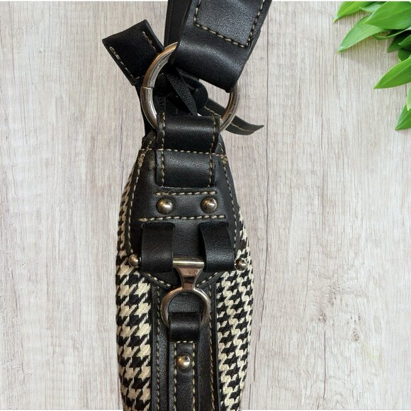 Chaps Black Houndstooth Shoulder Bag Purse - Picture 4 of 8